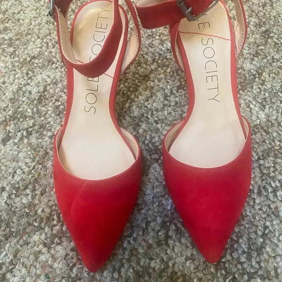 Sole Society Olivia Red Suede heels size 5 NWOT - Picture 2 of 8